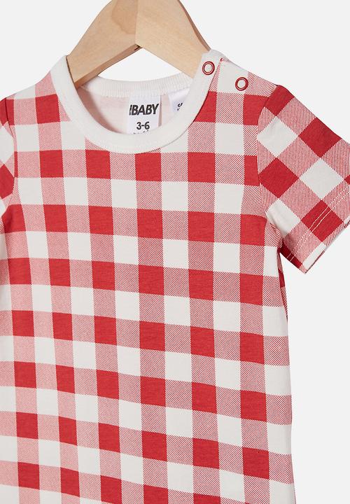 Cotton On - The short sleeve romper - red & white 