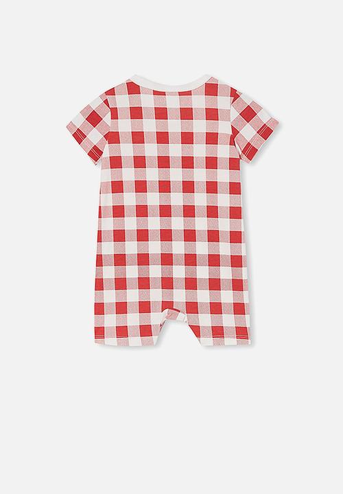 Cotton On - The short sleeve romper - red & white 