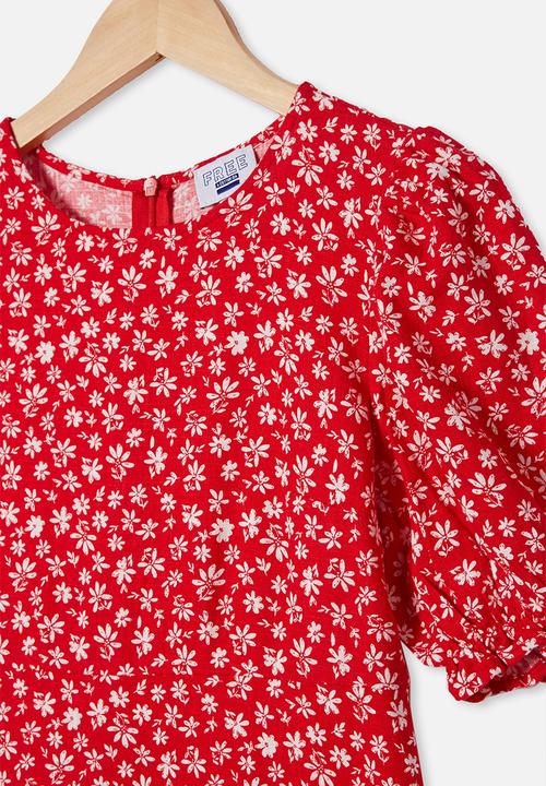 Free by Cotton On - Paris short sleeve dress - jolly red