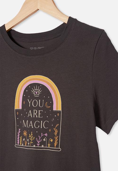 Free by Cotton On - Girls classic short sleeve tee - charcoal 