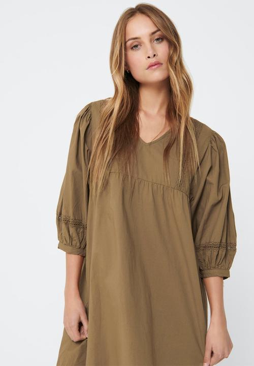 Jacqueline de Yong - Vita puff sleeve dress - toasted coconut beige