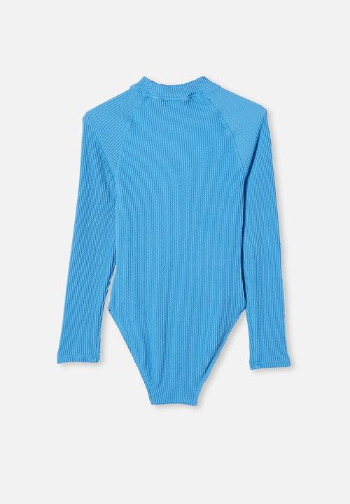 Free by Cotton On - Lindsay rib long sleeve one piece - blue 