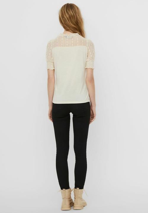 Vero Moda - Emilia ss lace top - birch