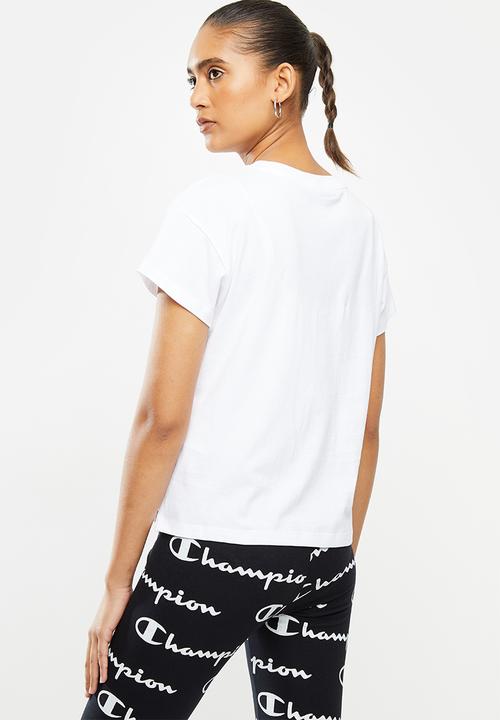 Champion - Legacy crew neck crop top - white