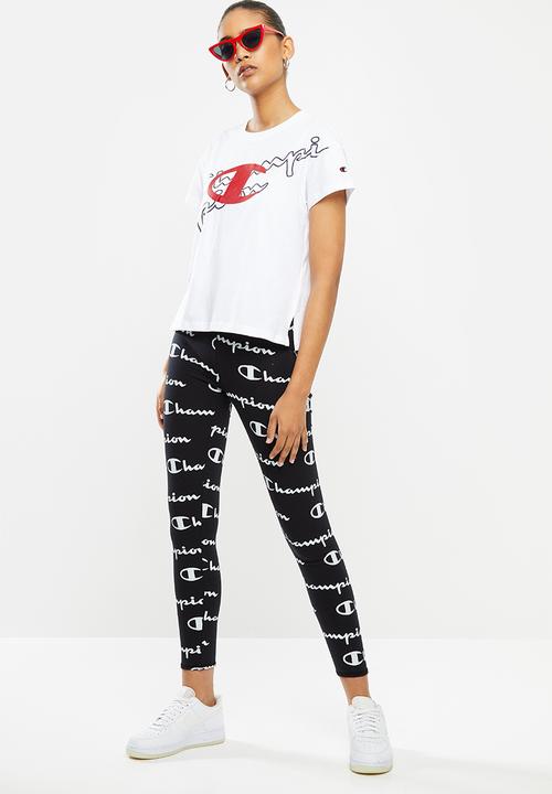 Champion - Legacy crew neck crop top - white
