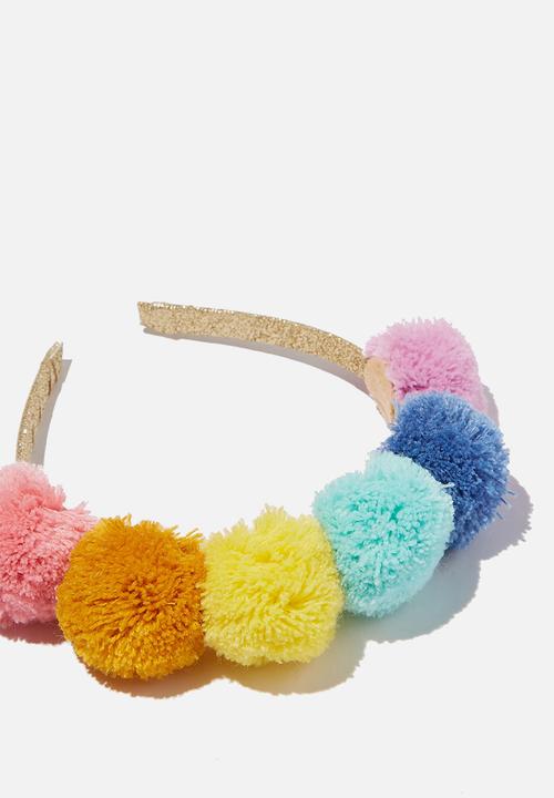 Cotton On - Headband- novelty - pastel brights pom pom