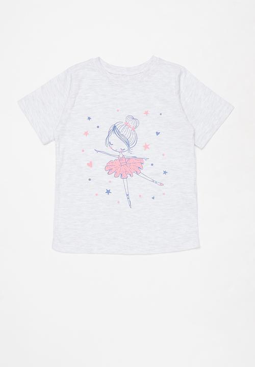 Pop Candy - Girls 2 pack tee - pink & grey 