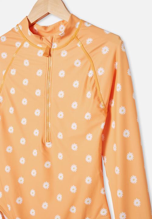 Free by Cotton On - Lindsay long sleeve one piece - papaya