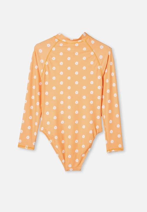 Free by Cotton On - Lindsay long sleeve one piece - papaya