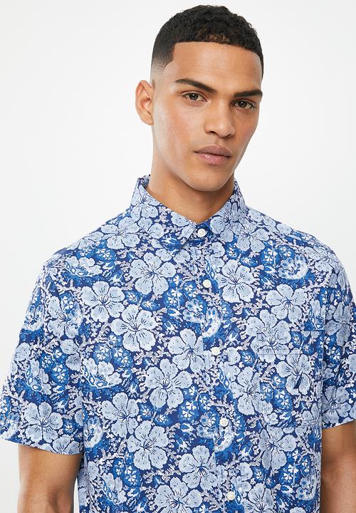 Nautica - Floral print shirt - blue & white