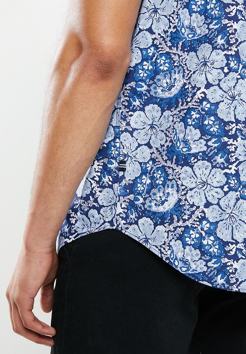 Nautica - Floral print shirt - blue & white