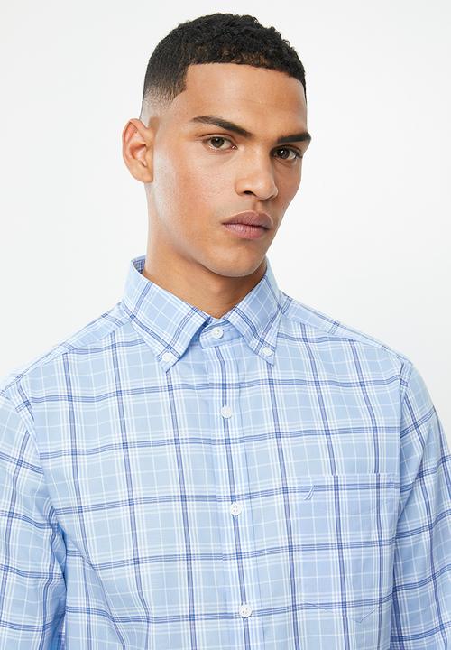 Nautica - Noon plaid shirt - blue & white