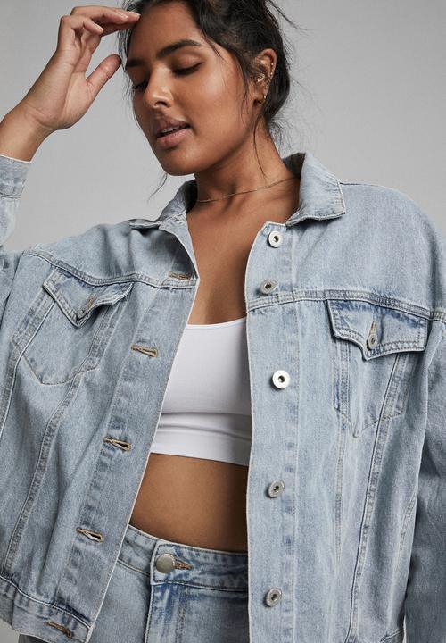 Cotton On - Curve 90s baggy denim jacket - burleigh blue
