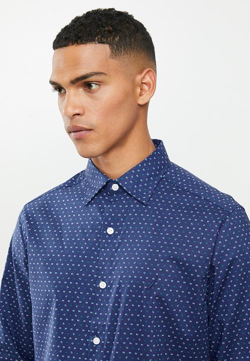 Nautica - Blue depths print shirt - blue & green