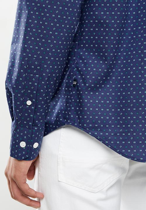 Nautica - Blue depths print shirt - blue & green