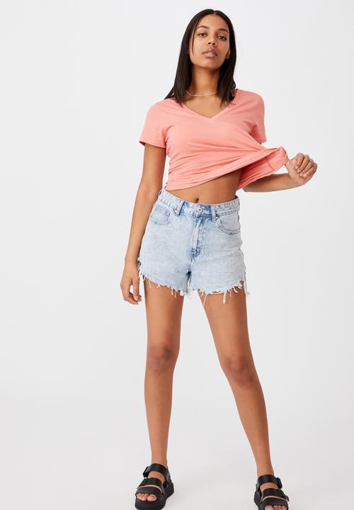 Cotton On - The one fitted V tee - musk pink