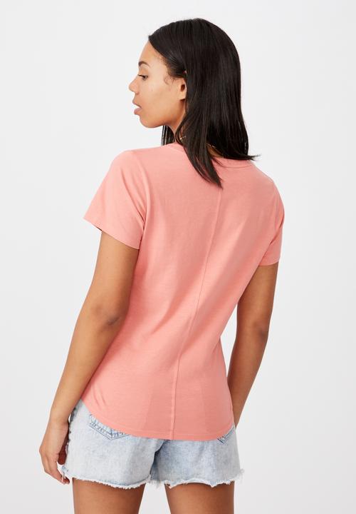 Cotton On - The one fitted V tee - musk pink