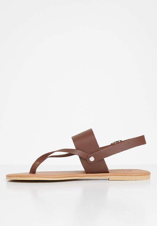 Superbalist - Katie leather T-bar sandal - brown