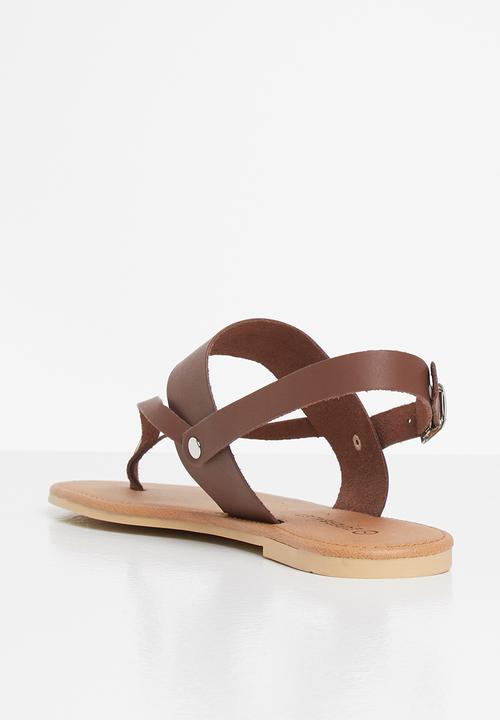 Superbalist - Katie leather T-bar sandal - brown