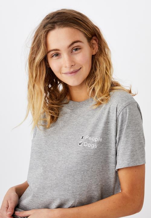 Cotton On - Classic slogan T-shirt - grey marle