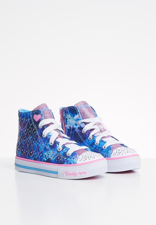 Skechers - Shuffles - studded steps - blue & pink 