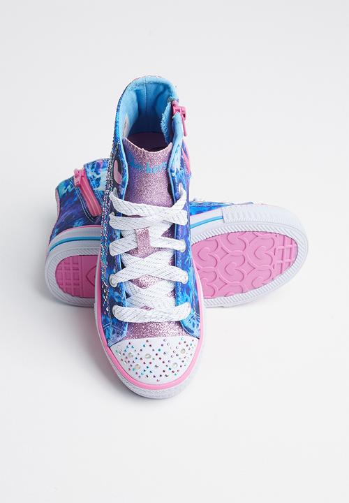 Skechers - Shuffles - studded steps - blue & pink 