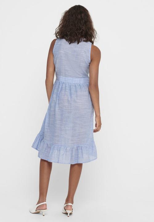 ONLY - Margaery life sleeveless stripe denim dress - blue