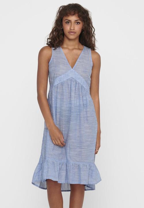 ONLY - Margaery life sleeveless stripe denim dress - blue