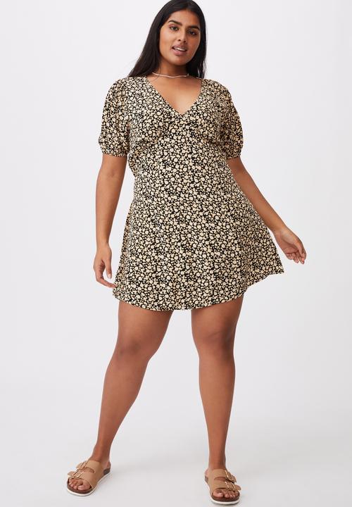 Cotton On - Curve woven miranda mini tea dress - alisa daisy black