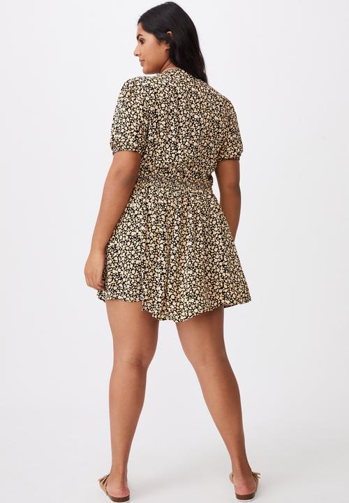 Cotton On - Curve woven miranda mini tea dress - alisa daisy black