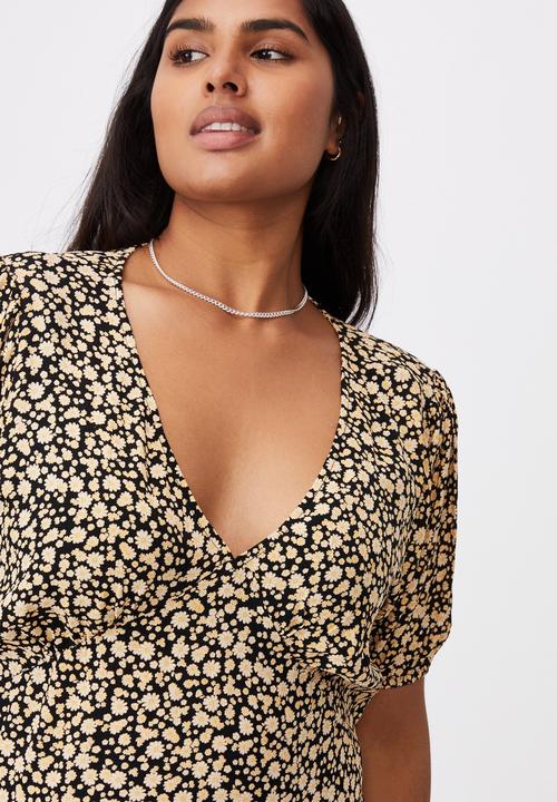 Cotton On - Curve woven miranda mini tea dress - alisa daisy black