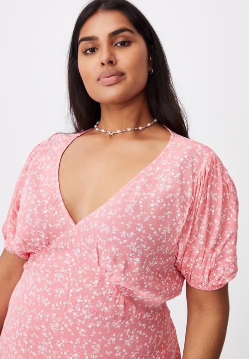 Cotton On - Curve woven miranda mini tea dress - alisa daisy musk pink