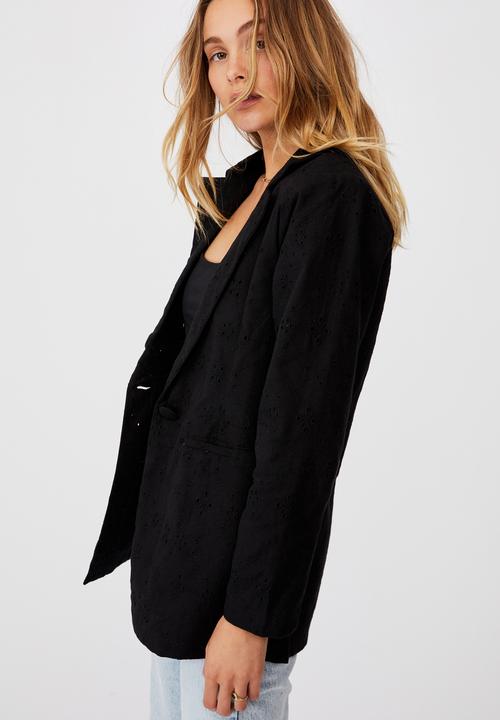 Cotton On - Broderie blazer - black