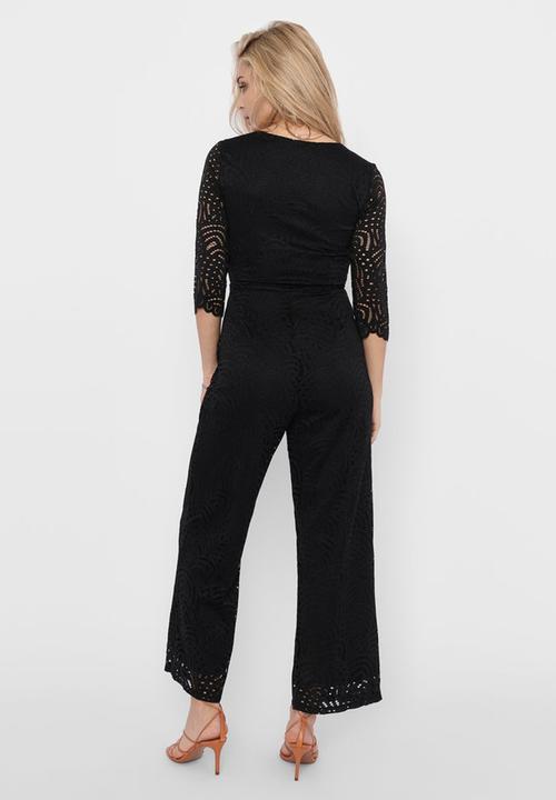 ONLY - Edith 3/4 wrap jumpsuit - black