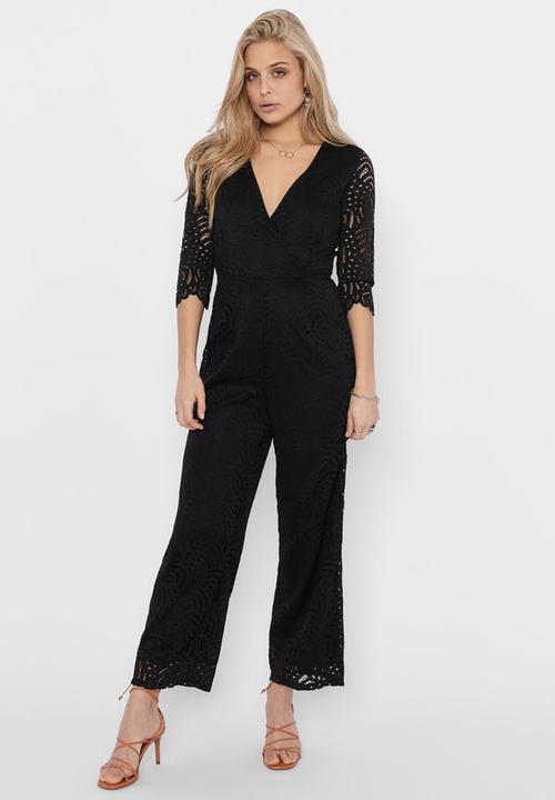 ONLY - Edith 3/4 wrap jumpsuit - black
