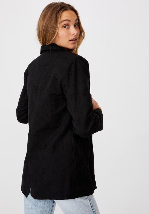 Cotton On - Broderie blazer - black