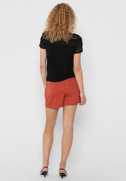 ONLY - Marjorie short sleeve mix top - black