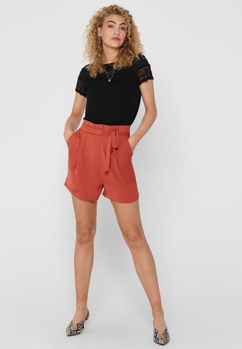 ONLY - Marjorie short sleeve mix top - black