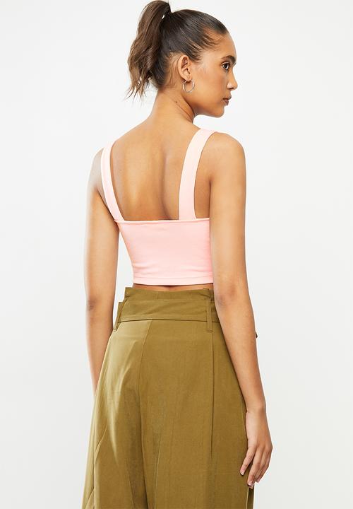 Blake - Ribbed square neck crop top - pink
