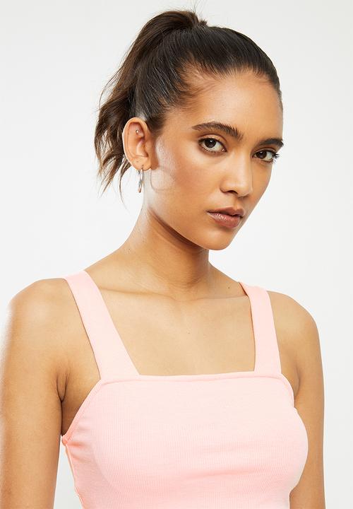 Blake - Ribbed square neck crop top - pink