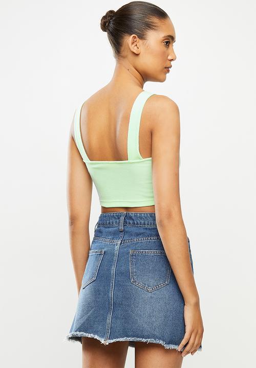 Blake - Ribbed square neck crop top - mint