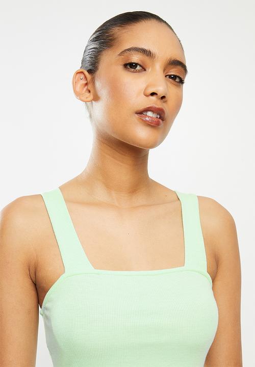Blake - Ribbed square neck crop top - mint