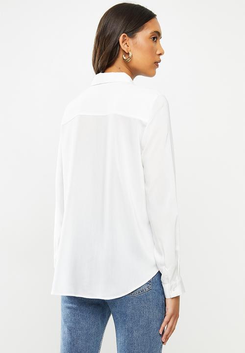 ONLY - Camilla long sleeve shirt - white
