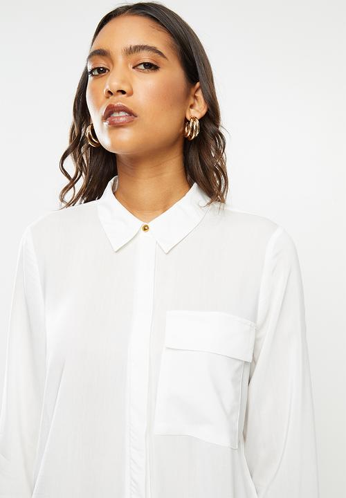 ONLY - Camilla long sleeve shirt - white