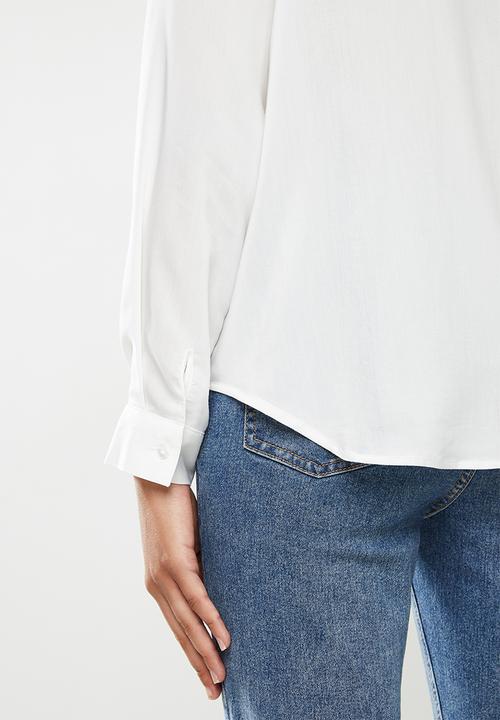 ONLY - Camilla long sleeve shirt - white