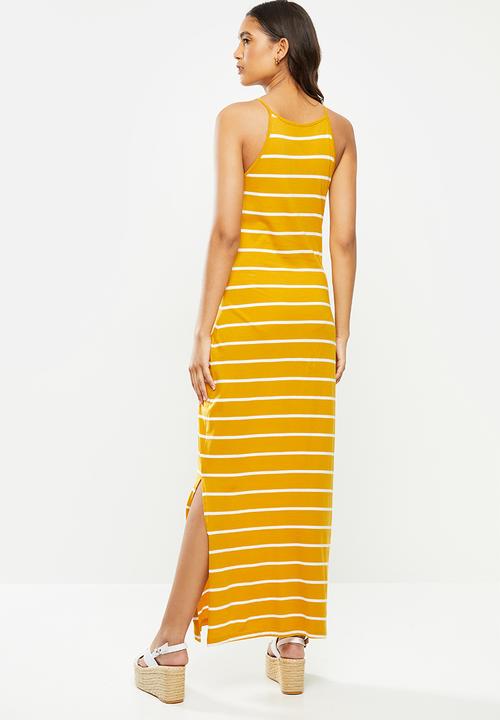 ONLY - May life sleeveless maxi dress - yellow & white