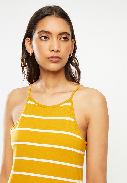 ONLY - May life sleeveless maxi dress - yellow & white