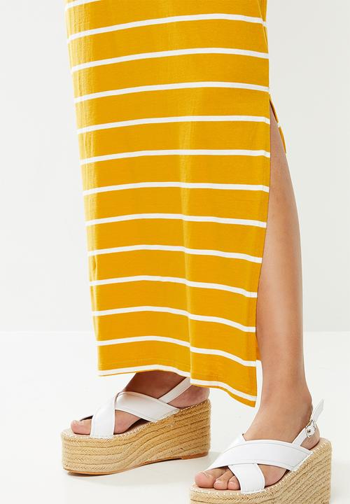 ONLY - May life sleeveless maxi dress - yellow & white