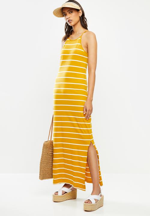 ONLY - May life sleeveless maxi dress - yellow & white