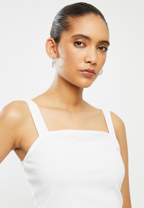 Blake - Square neck crop top - white 